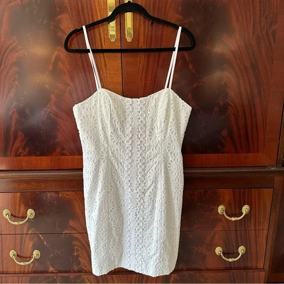 Lilly Pulitzer Shelli Dress Resort White Large Petal Eyelet